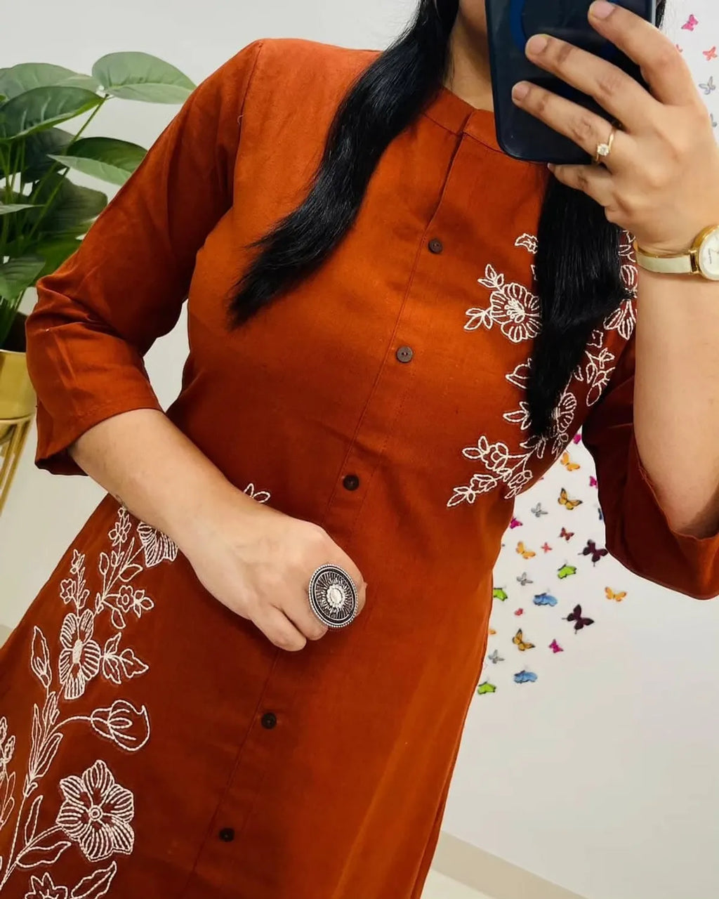 Rust Elegance Slub Co-ord