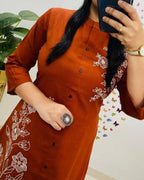 Rust Elegance Slub Co-ord
