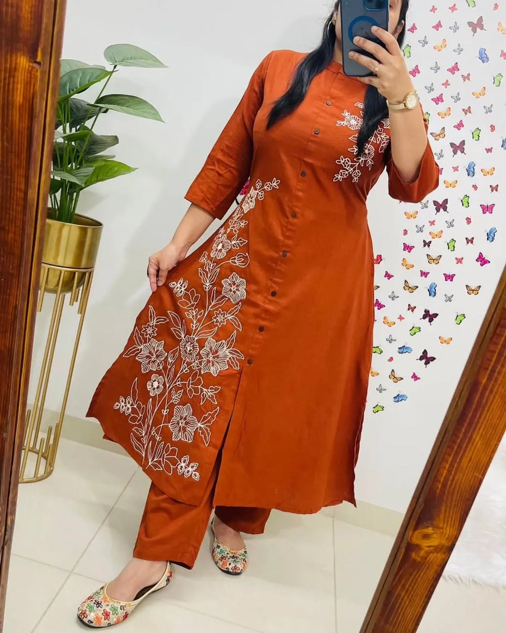 Rust Elegance Slub Co-ord