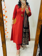 Premium Heavy Dabu Cotton A-Line Suit Set