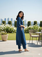 Elysian Embroidered Cotton Flex Kurti Plazo Set