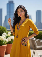 Elysian Embroidered Cotton Flex Kurti Plazo Set