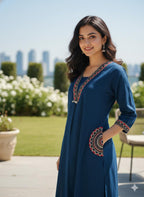 Elysian Embroidered Cotton Flex Kurti Plazo Set
