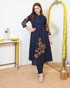 Pure Cotton Pintex Embroidered Kurti pant set