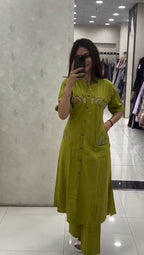 Ziya Cotton Slub Mirror Work Co-Ord Set