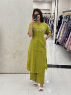 Ziya Cotton Slub Mirror Work Co-Ord Set