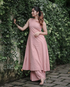 Rose Aura Pure Cotton Slub Sleeveless Kurta Palazzo Set