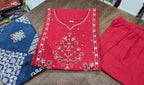 Ruby Noor Heavy Cotton Embroidered Kurta Set with Dupatta