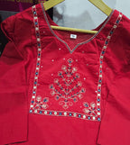 Ruby Noor Heavy Cotton Embroidered Kurta Set with Dupatta