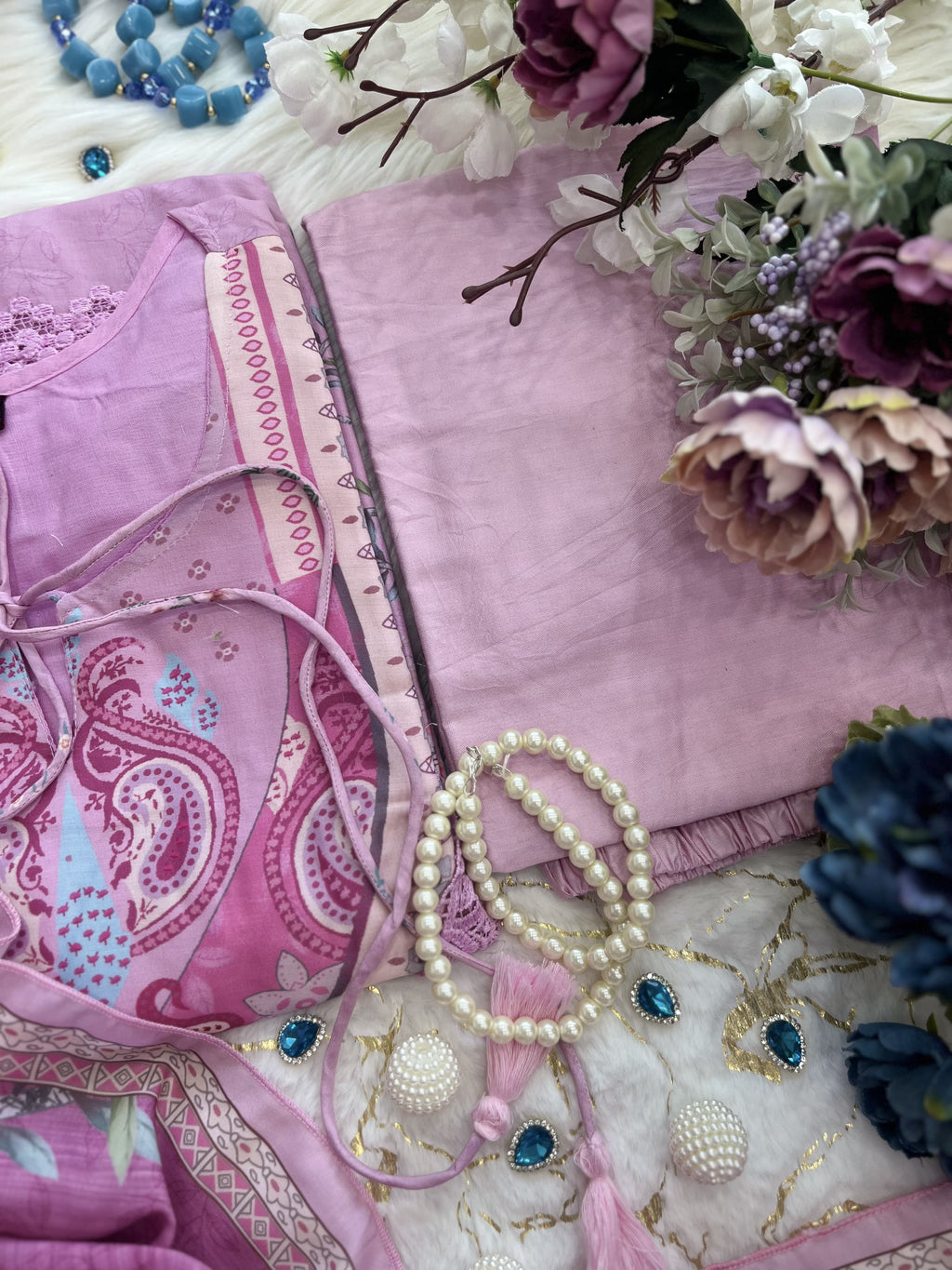 Lilac Whisper Muslin Pakistani Suit Set