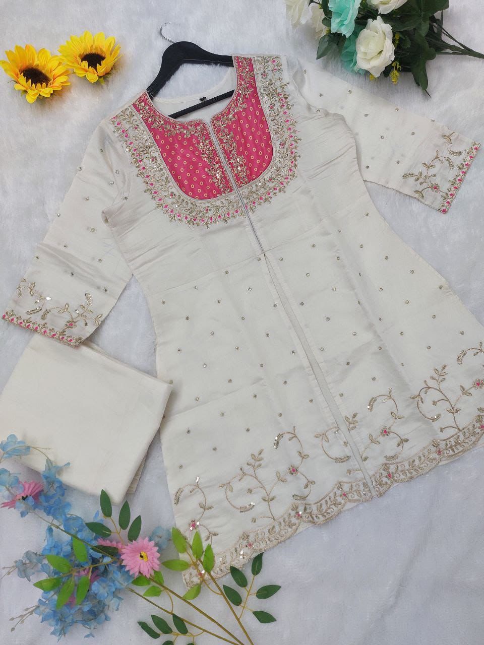 Elegance Roman Silk Embroidered Co-Ord Set