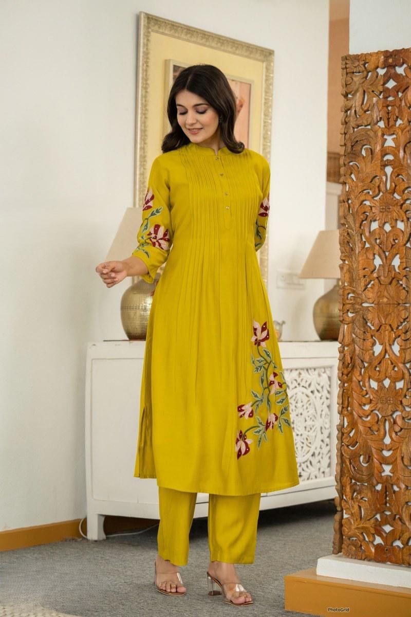 Sunshine Pintuck Cotton Kurti Set