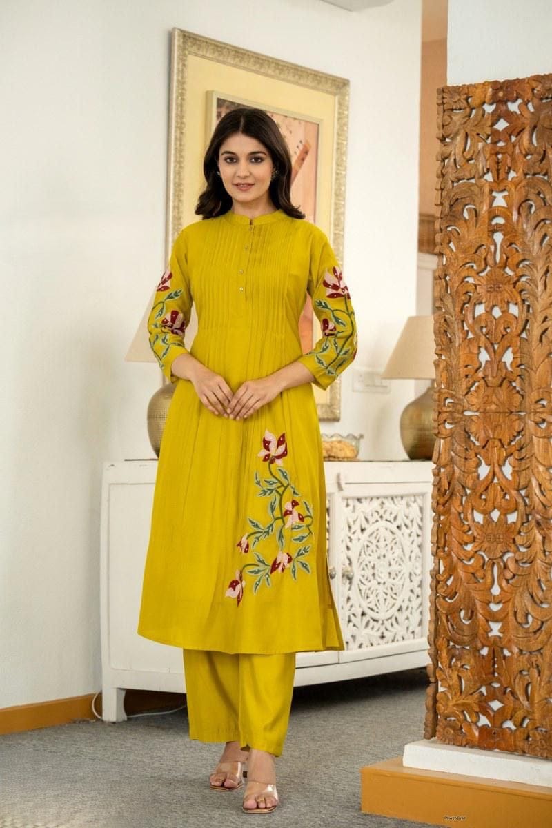 Sunshine Pintuck Cotton Kurti Set