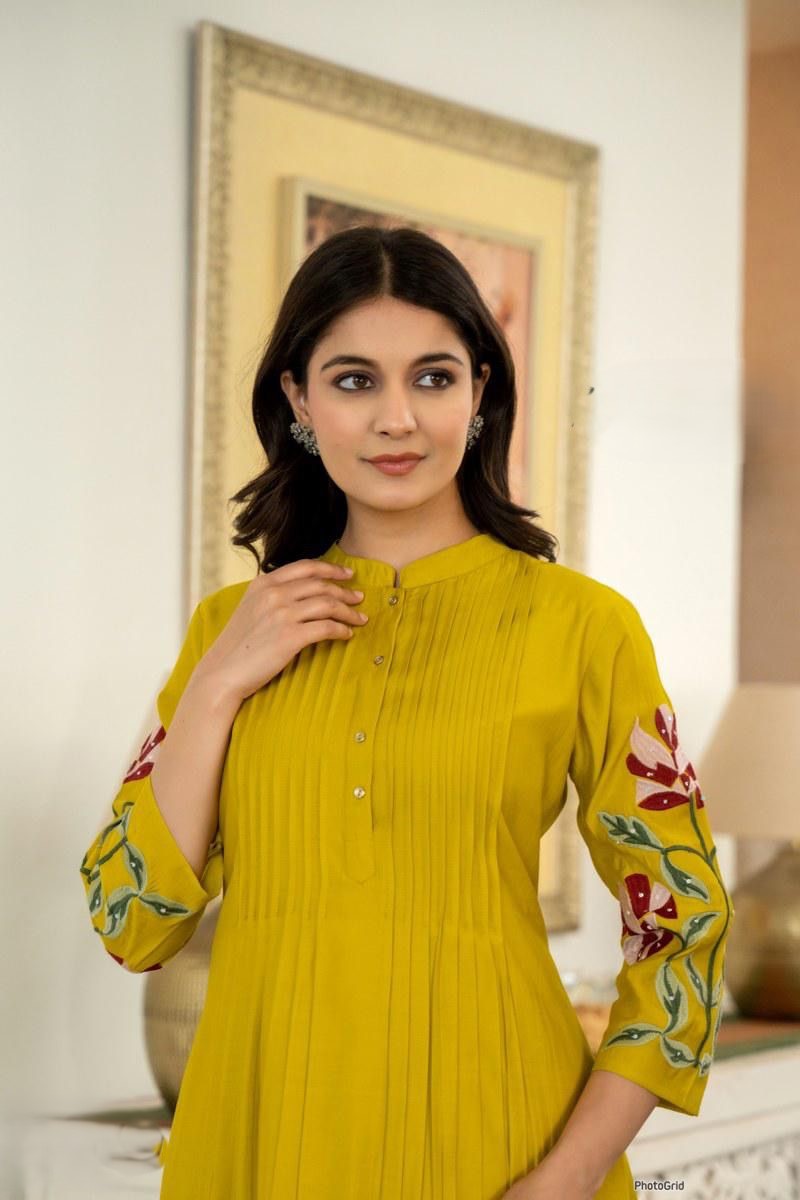 Sunshine Pintuck Cotton Kurti Set