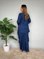 Navy Blue Bandhani Print Co-ord Set with Gota Patti Lace Detail
