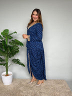Navy Blue Bandhani Print Co-ord Set with Gota Patti Lace Detail