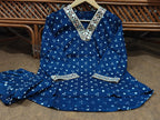 Navy Blue Bandhani Print Co-ord Set with Gota Patti Lace Detail