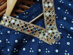 Navy Blue Bandhani Print Co-ord Set with Gota Patti Lace Detail