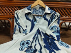 Azure Bloom Hand-Block Inspired Indo-Western Dress