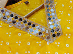 Yellow Bandhani Print Dhoti Co-ord Set with Mirror Work