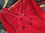 Maroon Embroidered Anarkali Kurta Set with Mirror Work and Contrast Dupatta