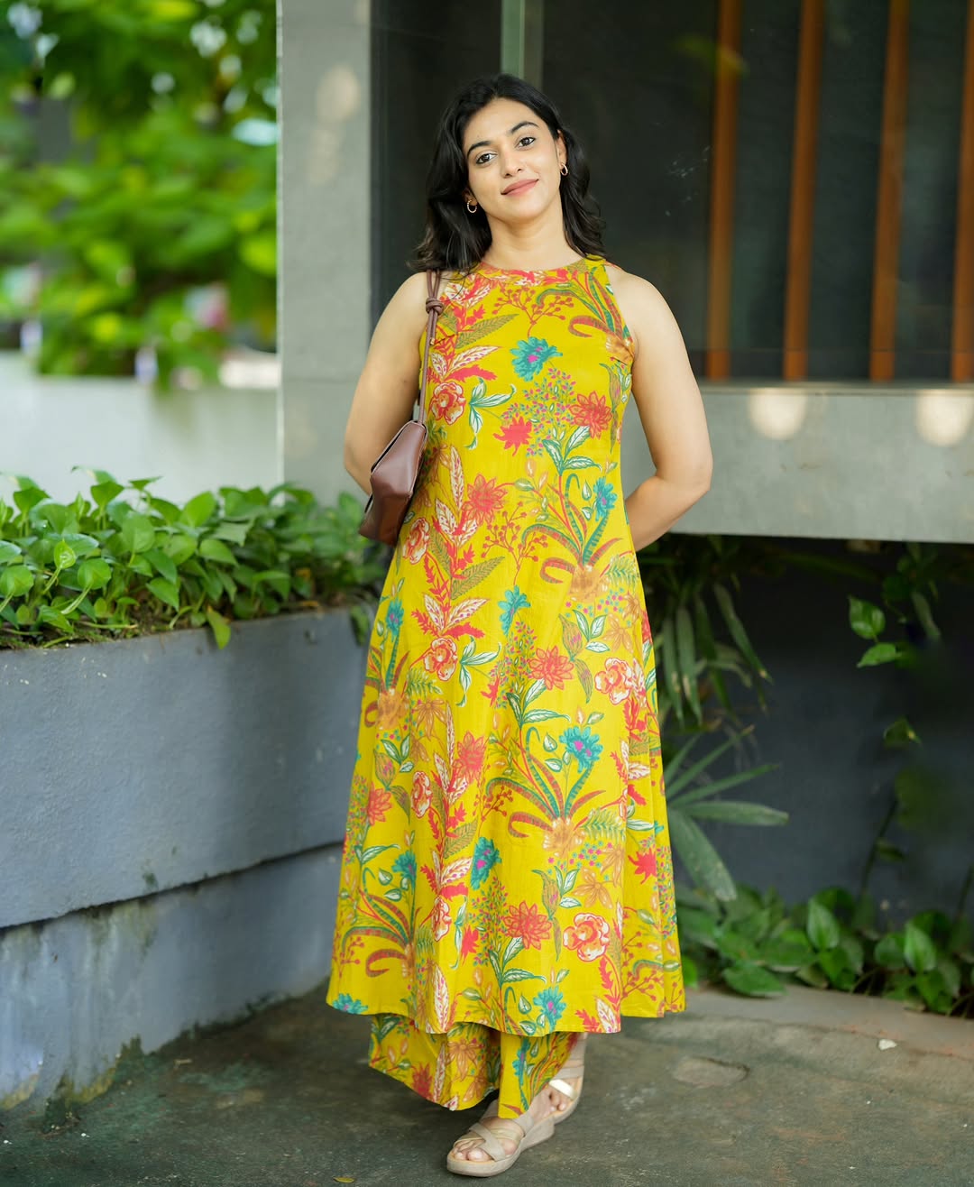 Gulnaar Yellow Floral Kurta Palazzo Set