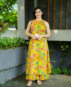 Gulnaar Yellow Floral Kurta Palazzo Set