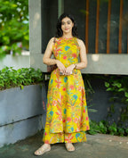 Gulnaar Yellow Floral Kurta Palazzo Set