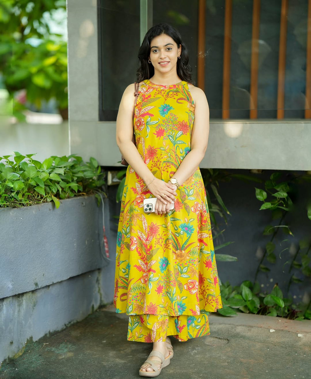 Gulnaar Yellow Floral Kurta Palazzo Set