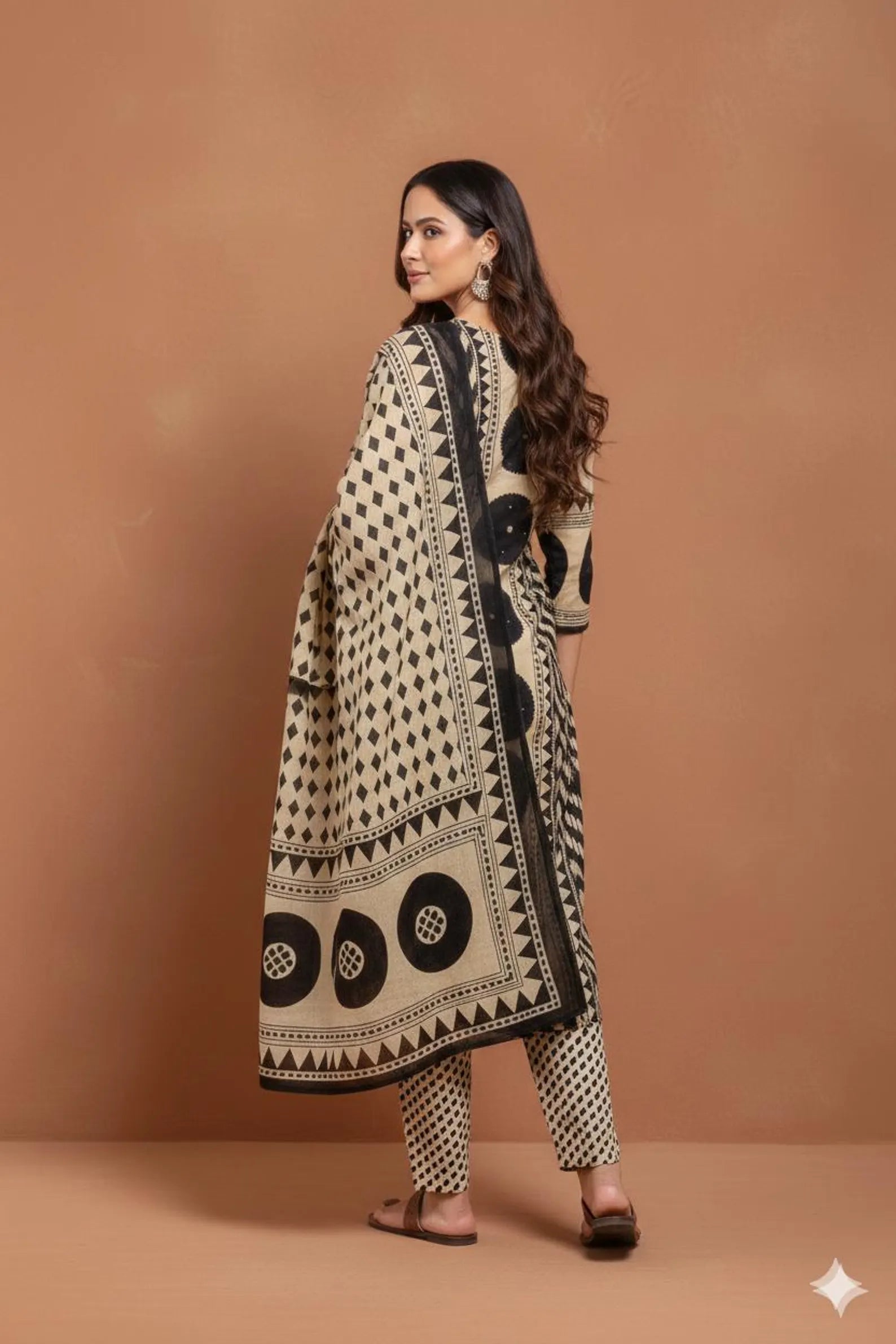 Ivory Noir Printed Cotton Kurti Set