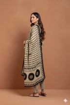 Ivory Noir Printed Cotton Kurti Set