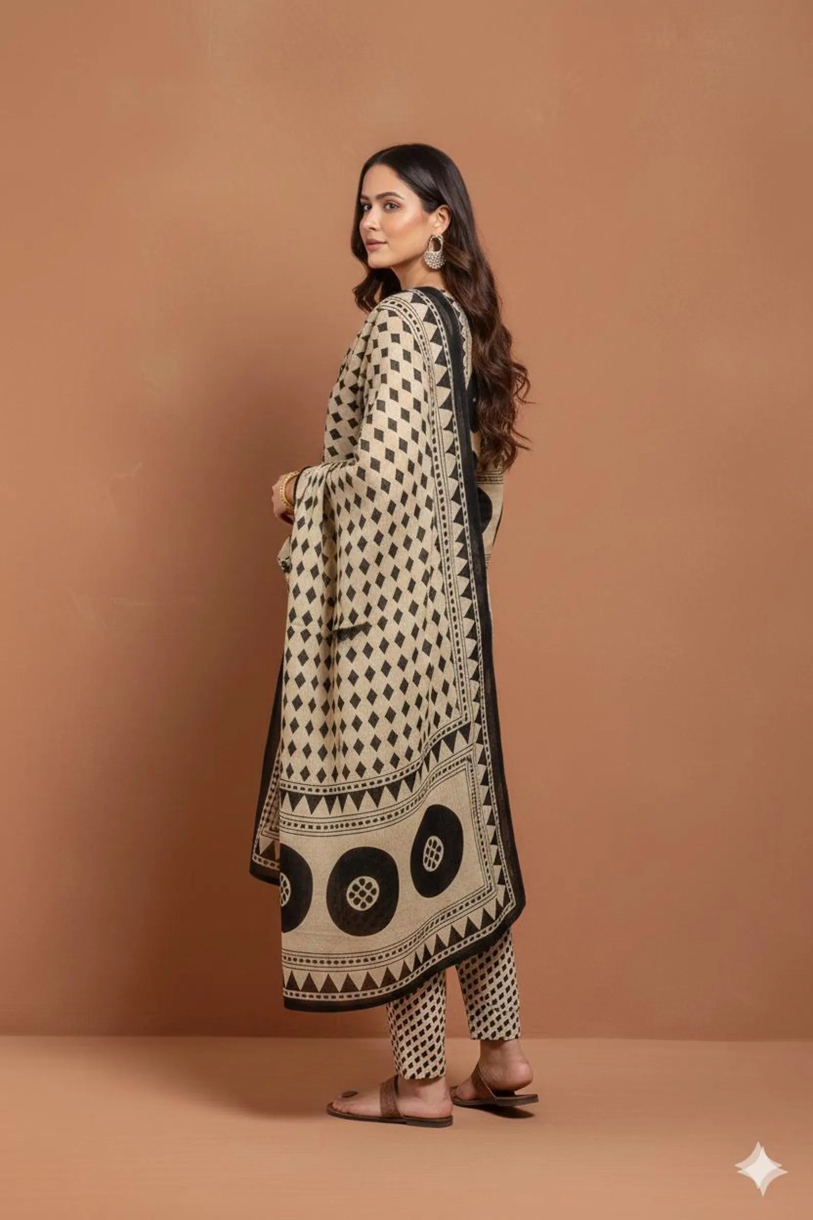 Ivory Noir Printed Cotton Kurti Set