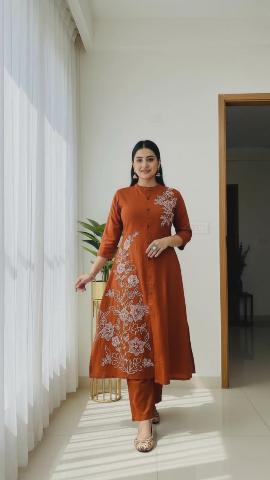 Rust Elegance Slub Co-ord