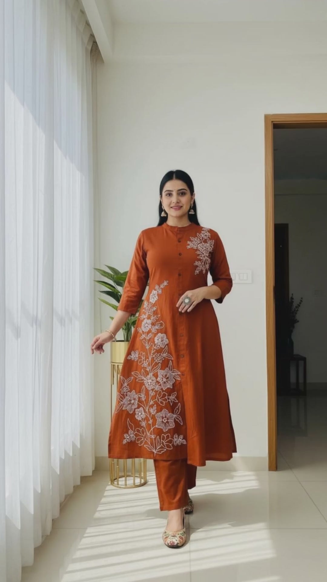 Rust Elegance Slub Co-ord